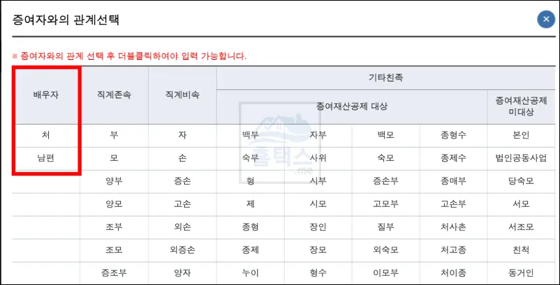 증여세-신고-증여자와의관계